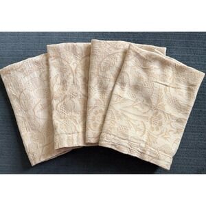 Sur La Table Acorn Fabric Napkins 16 X 16 Square Set 4 PCS Cotton Beige White
